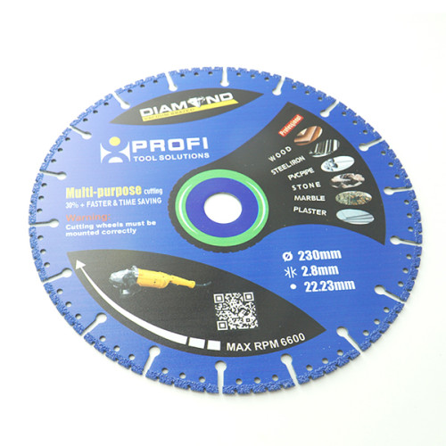 Moretop vacuum brazed diamond blade 230mm multipurpose cutting