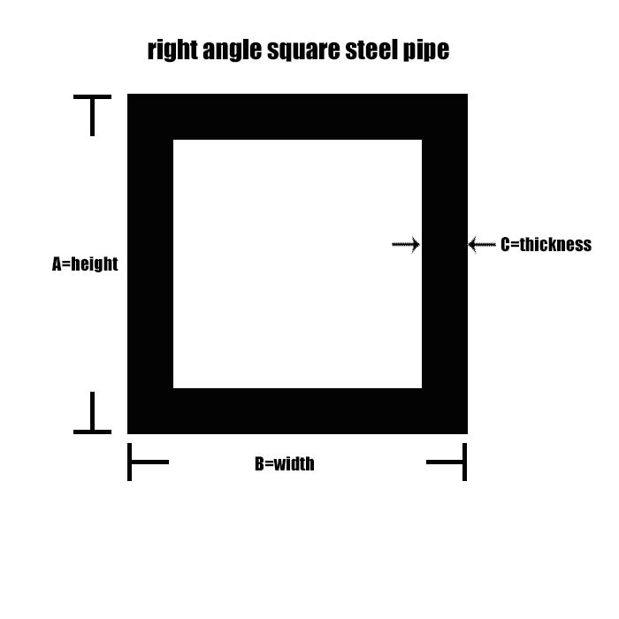 right angle square steel pipe