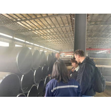 Welcome foreign customers to visit Yuantai Derun Steel Pipe Factory