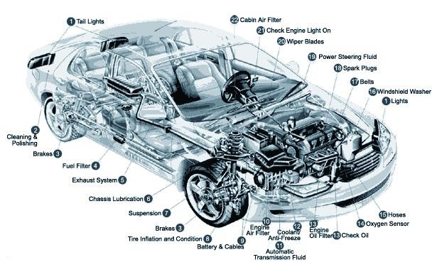 Schematic diagram of automobile structure
