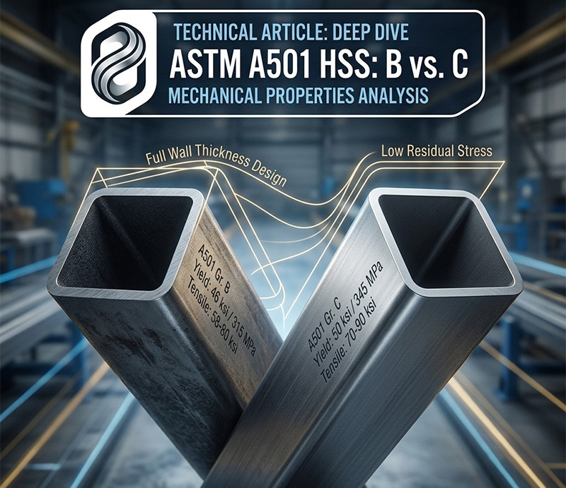 What are the yield strength and mechanical requirements for ASTM A501 Grade B and Grade C?