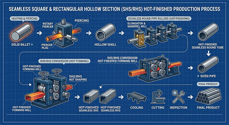 seamless sqaure & rectangular hollow section production process