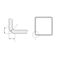 How is the R angle of square tube specified in the international standard?