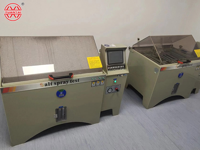 Industrial salt spray test equipment for steel pipe corrosion resistance testing.
