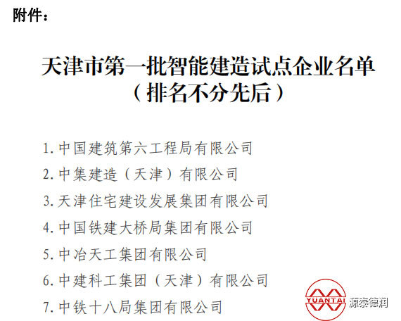 Lista del primer lote de empresas piloto de construcción inteligente en Tianjin-1