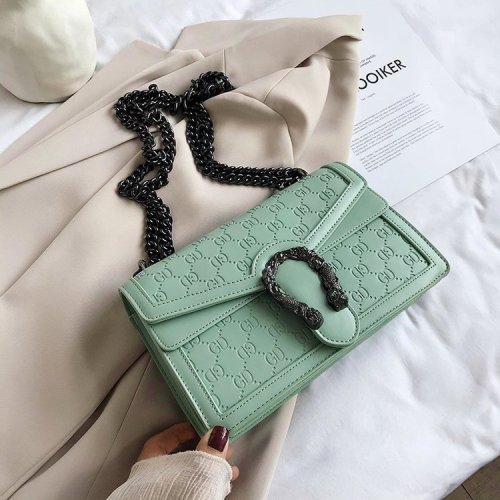 Metal ring decoration chain pu lady shoulder bag wholesale bags