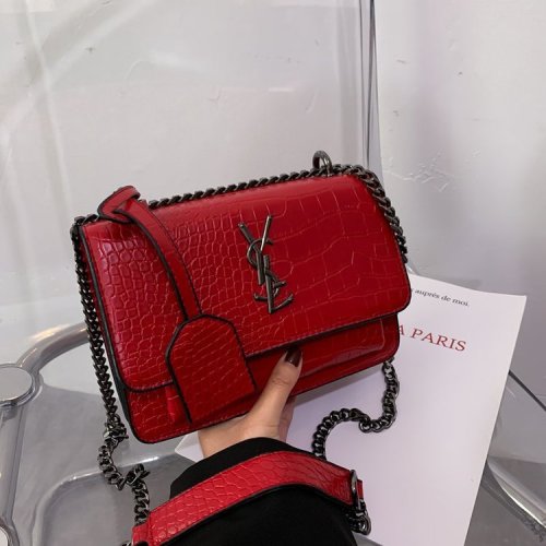 YSL style chain embossing fashion pu satchel bags shoulder bags