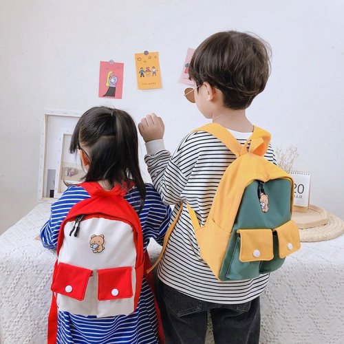 Functional Colorblock Children's  School Canvas backpack