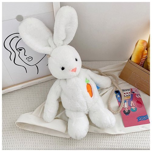 White Rabbit Velvet Shoulder Bag Cartoon Toy Bag For Girls
