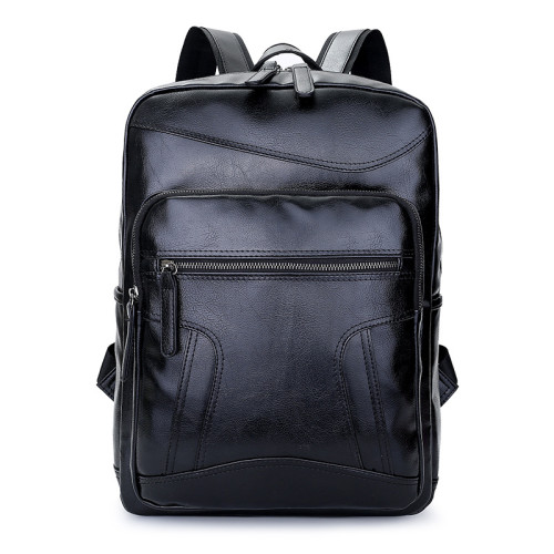 Waterproof Large Capacity Men Student PU Leather Backpack