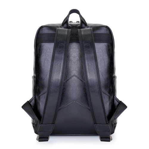 Waterproof Large Capacity Men Student PU Leather Backpack