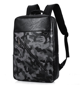 Best travel accessories men bags polyester backpack camouflage PU laptop business bag Leather Backpack