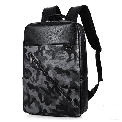 Best travel accessories men bags polyester backpack camouflage PU laptop business bag Leather Backpack