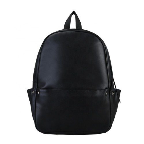 Custom New style men and women leisure travel black pu backpack .