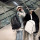 Custom New style men and women leisure travel black pu backpack .