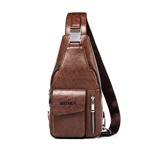 China manufacturer new style black pu men business chest bag