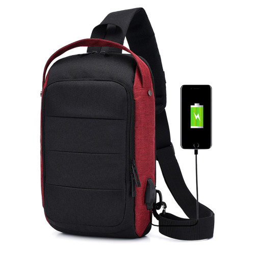 New breast bag single shoulder bag USB port multi function chest bag for men