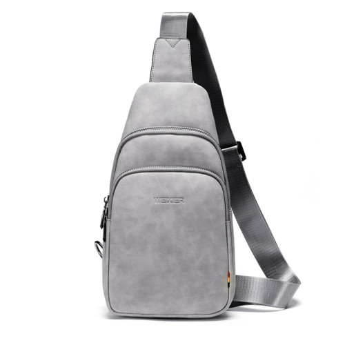 Fashion PU leather cross body bag men sport travel casual shoulder messenger bag for men with earphone