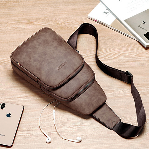 Fashion man bags PU leather cross body bag men sport travel casual shoulder bags messenger bags with earphone