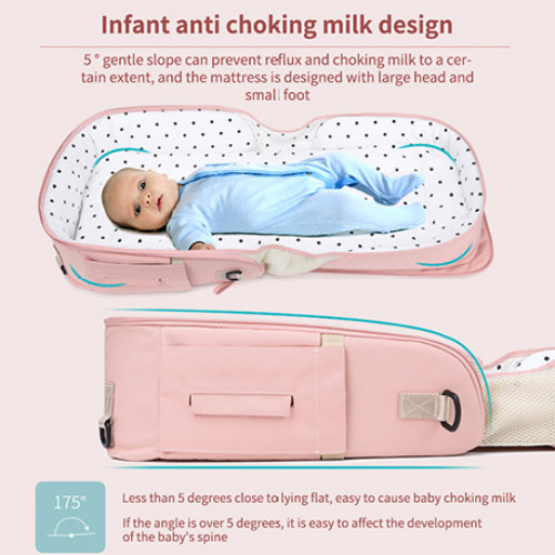 Baby crib diaper mommy diaper backpack baby 3 in 1 diaper bag backpack foldable baby bed