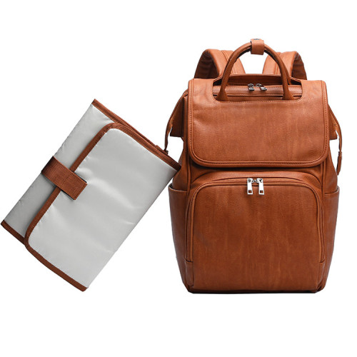 Diaper Bag With Changing Station Wickeltasche .Waterproof Anti-theft PU Leather Diaper Bag