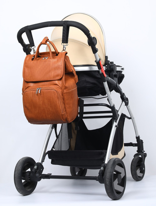 Diaper Bag With Changing Station Wickeltasche .Waterproof Anti-theft PU Leather Diaper Bag