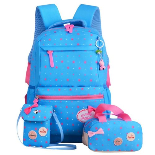 BSCI factory new cute design nylon material 3 in one kids school students backpack bags