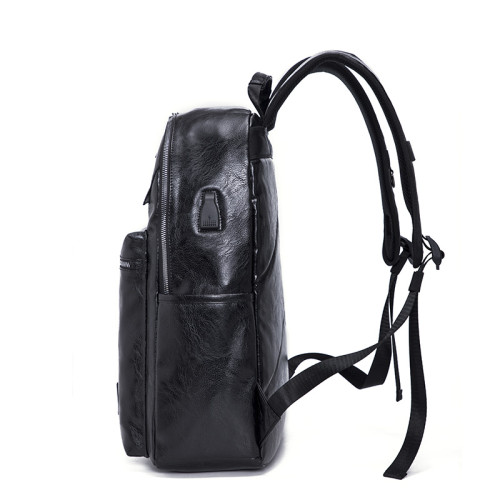 Wholesale new design mens laptop leather PU backpack with USB charging port bag waterproof backpack