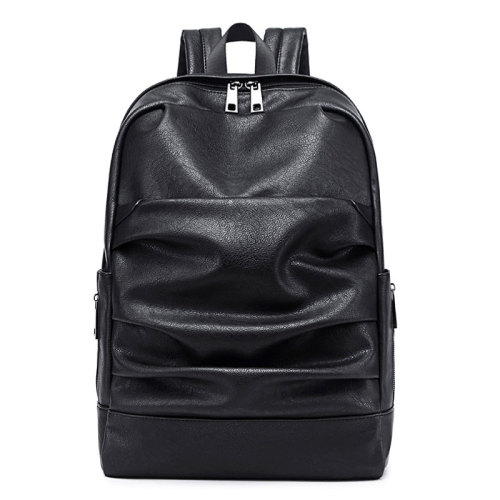 Custom waterproof laptop men women black pu leather backpack black bags