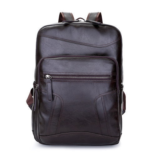 Custom Waterproof Large Capacity Men Student PU Leather Backpack