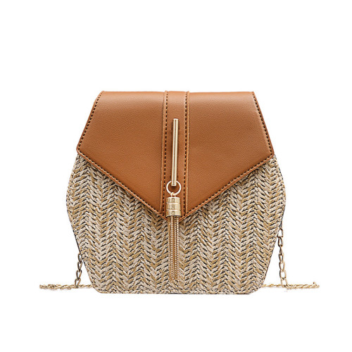Fashion PU handbag straw summer beach bags for ladies