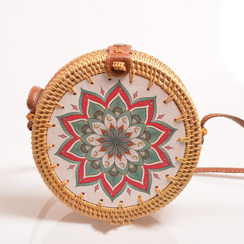 New print dropshipping rattan bag vietnam rattan sling bag
