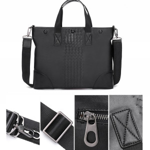 Wholesale Men Weave Briefcase New Style Fashion Business Genuine Leather Briefcase For Men