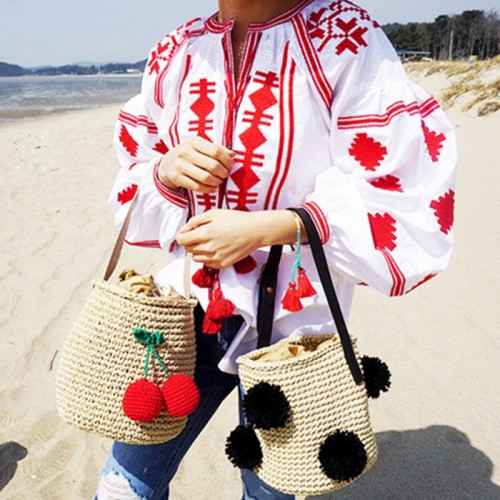 Wholesale women shoulder bags handmade handbag crochet bucket bag