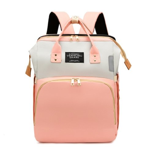 Customized logo colorful mommy backpack baby diaper bag with bed