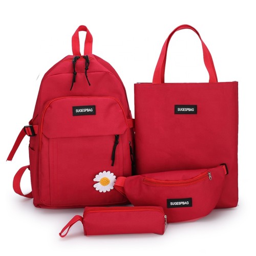 Plaid Canvas Fabric Lightweight Durable Girls Teenage  School BackPack 4 Pieces School Backpack Set