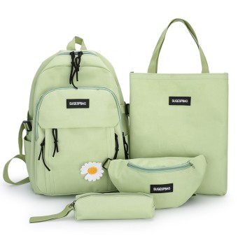 Plaid Canvas Fabric Lightweight Durable Girls Teenage  School BackPack 4 Pieces School Backpack Set