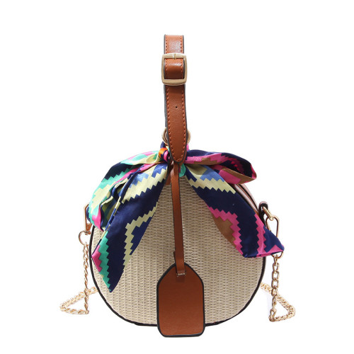 Handwoven Round Straw Bag Crossbody shoulder bag Summer Beach Bags
