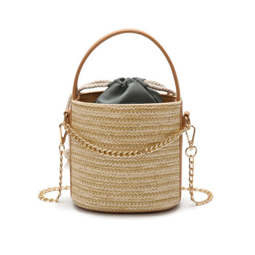 2021 Popular portable bucket beach handbag straw crossbody bags