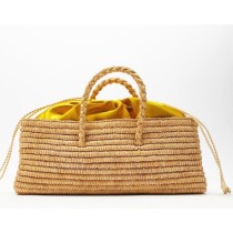Custom hand-woven bohemian beach bag fashion rectangular straw woven female handbag