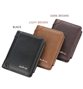 New Stylish Leather Men Wallet 3 Fold Zippered Men Wallet with Card Holder
