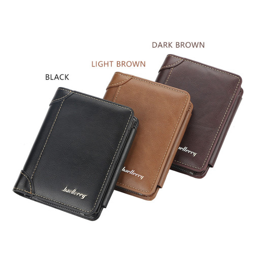 New Stylish Leather Men Wallet 3 Fold Zippered Men Wallet with Card Holder
