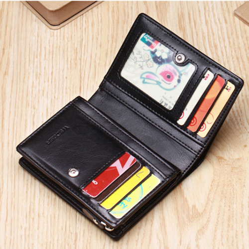 New Trend PU Leather Men's Short Wallet with 7 Card Slots Popular Money Clip Wallet