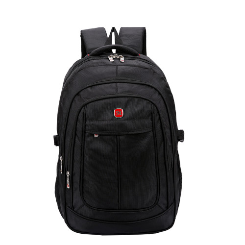 OEM ODM big capacity waterproof men black polyester school student backpack