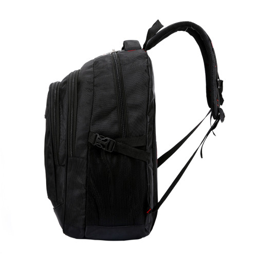 OEM ODM big capacity waterproof men black polyester school student backpack