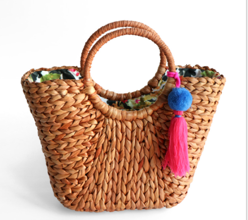 2021 women corn husk straw beach tote bags for summer