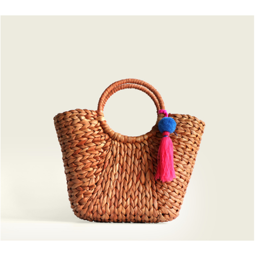 2021 women corn husk straw beach tote bags for summer