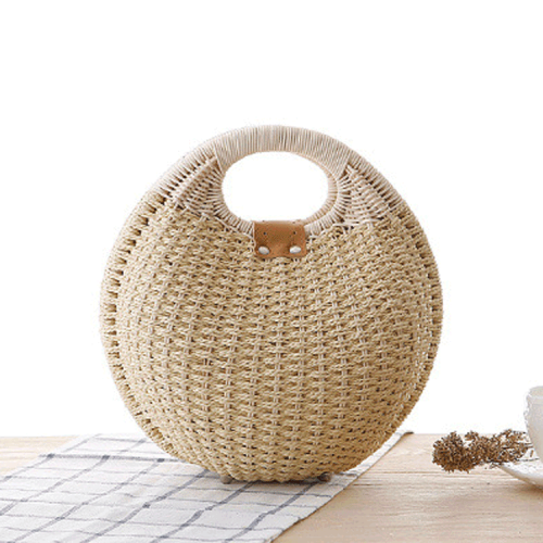 2021 fashion round straw beach bag straw tote bag
