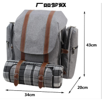 Family 4 people outdoor camping backpack canvas leather picnic backpack