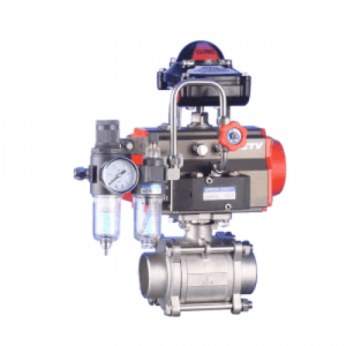 PNEUMATIC THREE PIECE SCREW BALL VALVE Q611F